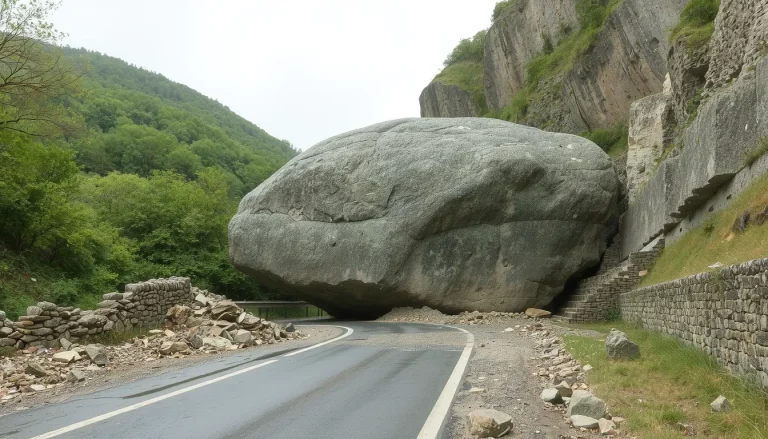 Chute d&rsquo;un rocher de 8 tonnes à Saint-Antonin-Noble-Val : le rocher de denise tarn et garonne